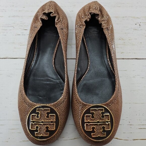 Tory Burch Reva Coconut Brown Stingray Leather Ballet Flats Womens Size‎ 8 - Picture 4 of 12